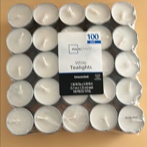 Mainstays Unscented White Tealights 100 Pack